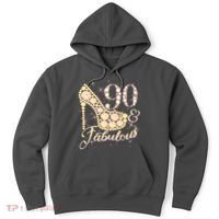 Fabulous & 90 Sparkly Heel 90th Birthday Hoodie thumb 0