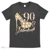 Fabulous & 90 Sparkly Heel 90th Birthday T-Shirt thumb 0