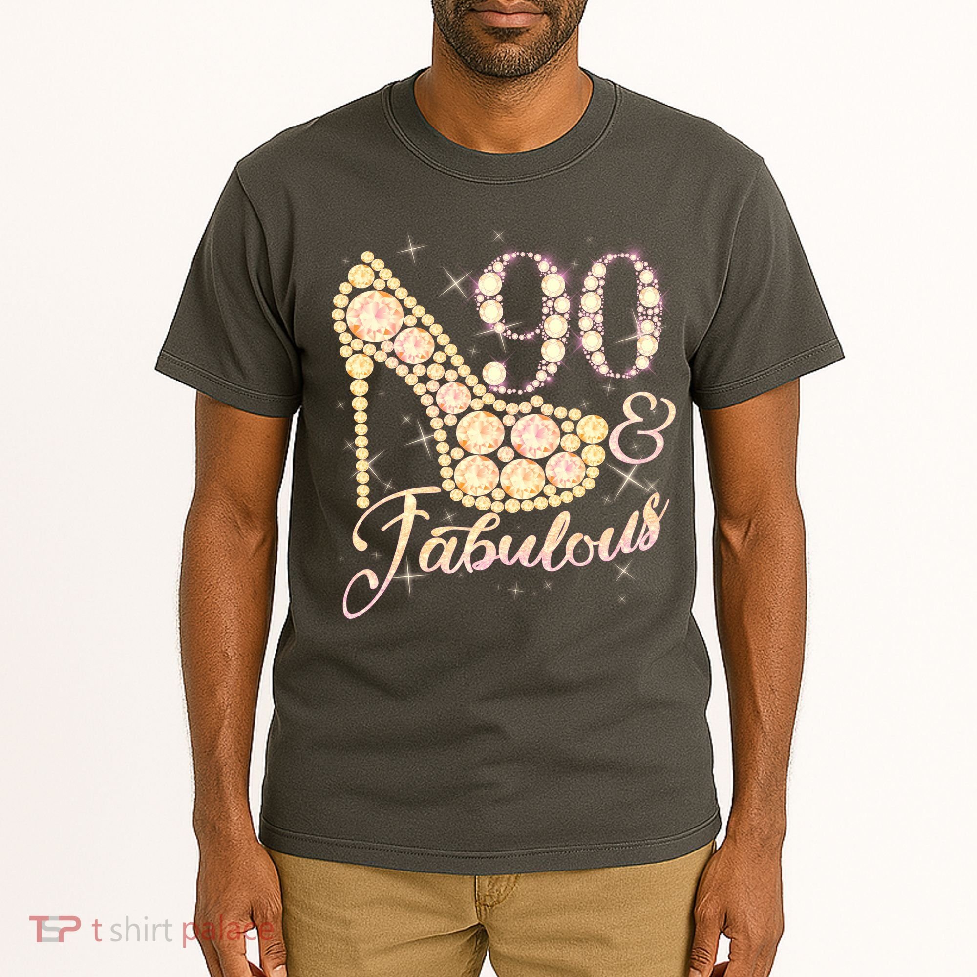Fabulous & 90 Sparkly Heel 90th Birthday Tall T-Shirt