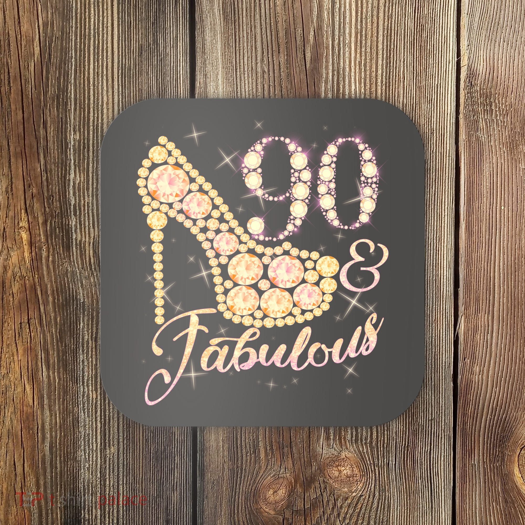 Fabulous & 90 Sparkly Heel 90th Birthday Coaster