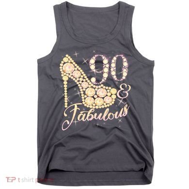 Fabulous & 90 Sparkly Heel 90th Birthday Tank Top