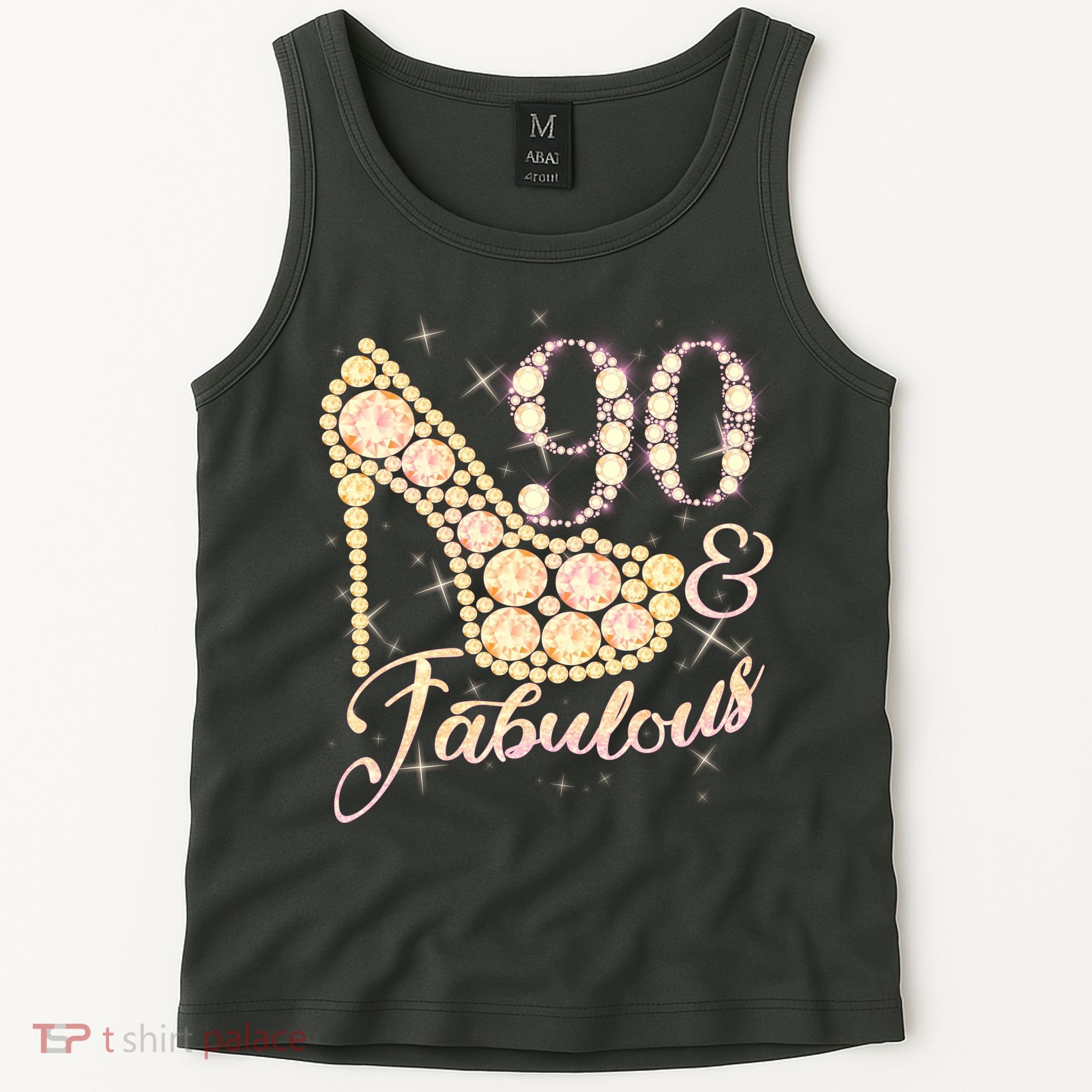 Fabulous & 90 Sparkly Heel 90th Birthday Tank Top