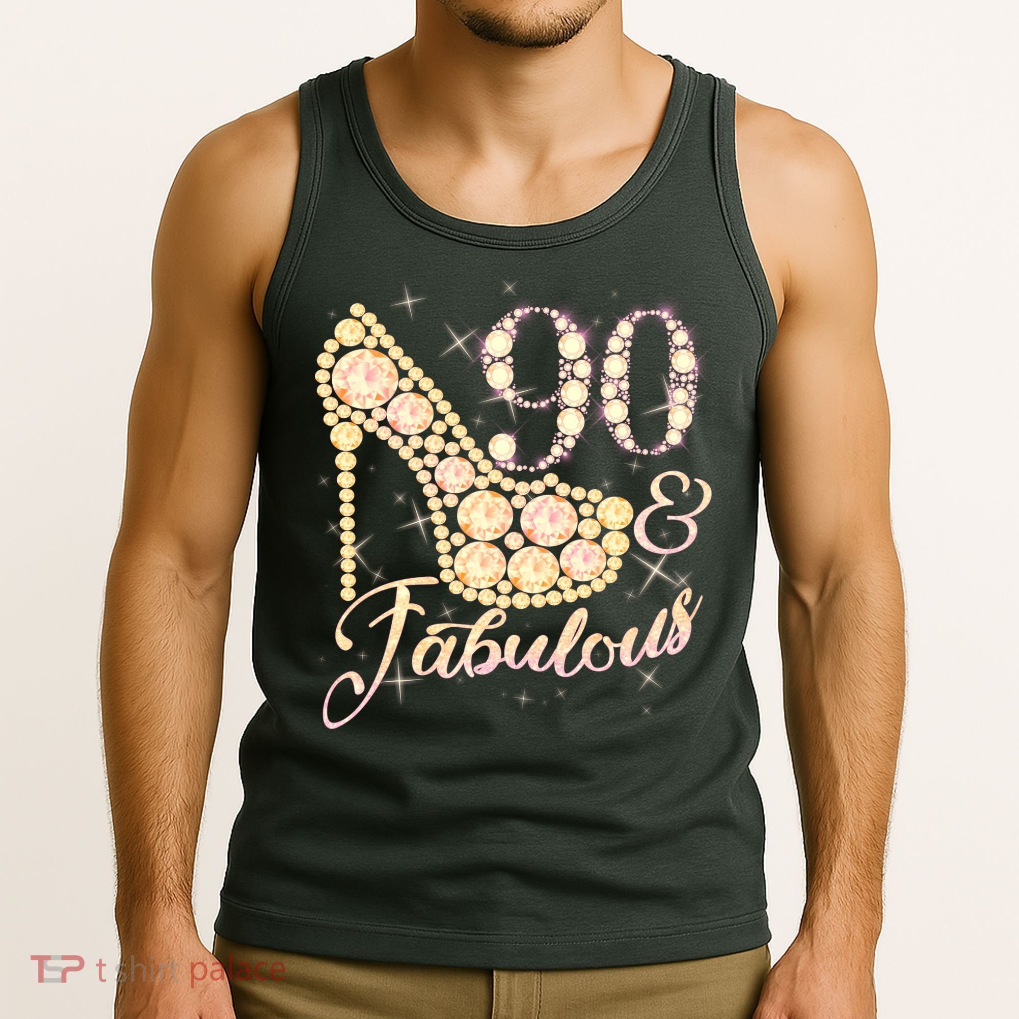 Fabulous & 90 Sparkly Heel 90th Birthday Tank Top