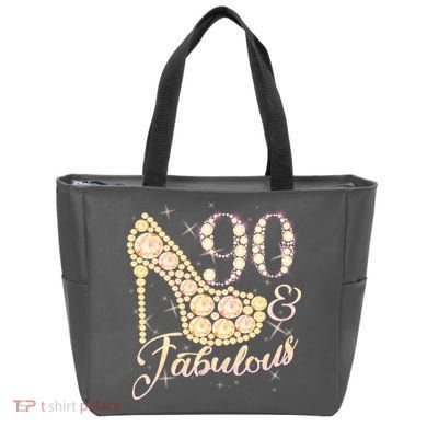 Fabulous & 90 Sparkly Heel 90th Birthday Tote Bag