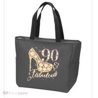 Fabulous & 90 Sparkly Heel 90th Birthday Tote Bag thumb 3