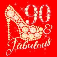 Fabulous & 90 Sparkly Heel 90th Birthday Santa Hat thumb 1