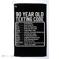 Funny 90 Year Old Texting Code Birthday Golf Towel thumb 0