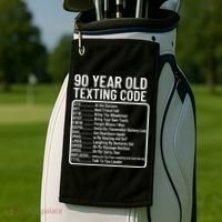 Funny 90 Year Old Texting Code Birthday Golf Towel thumb 2