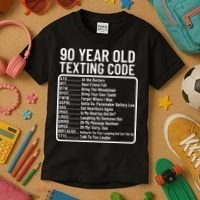 Funny 90 Year Old Texting Code Birthday Kids T-Shirt thumb 3