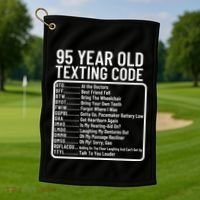 Funny 95 Year Old Texting Code Birthday Golf Towel thumb 1
