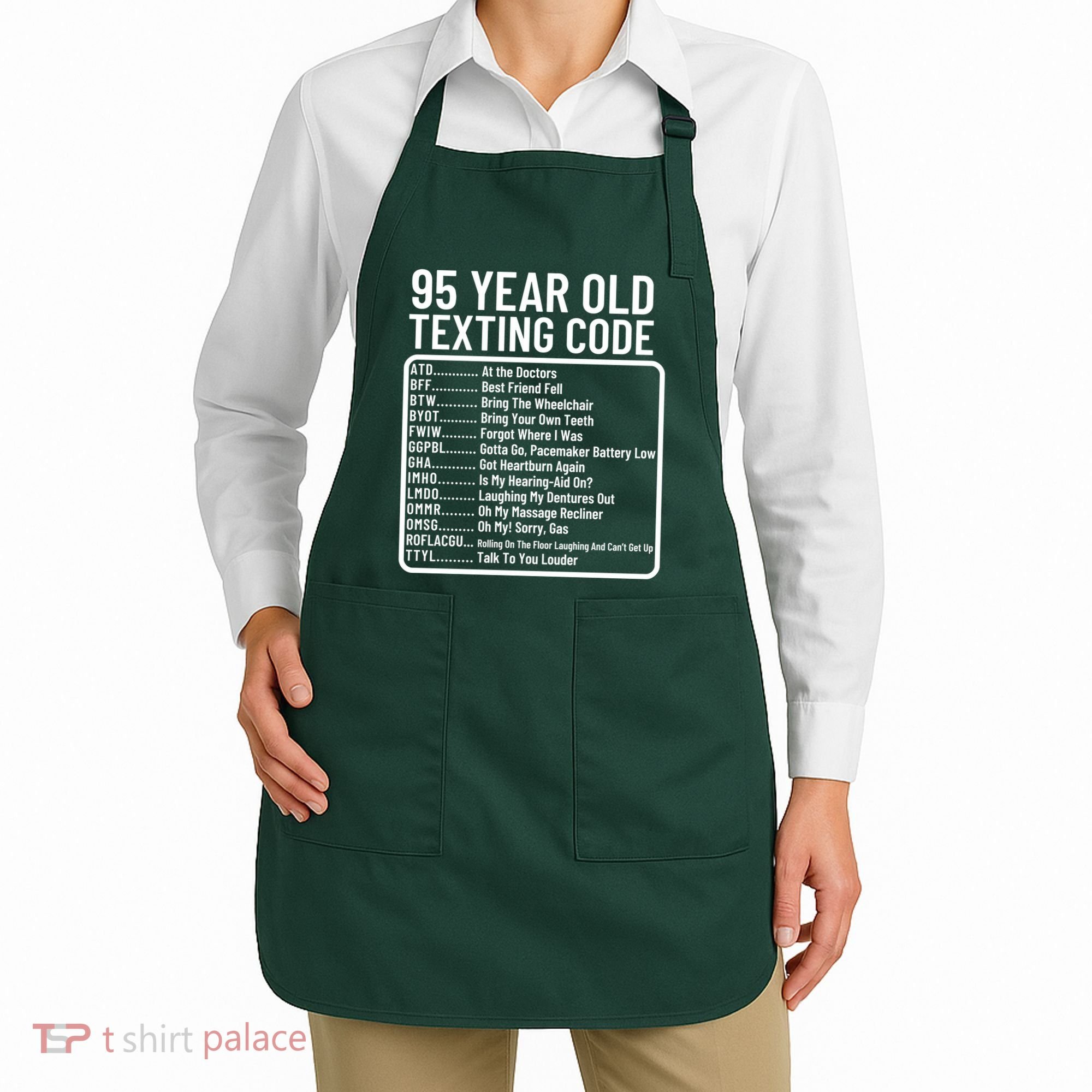 Funny 95 Year Old Texting Code Birthday Apron