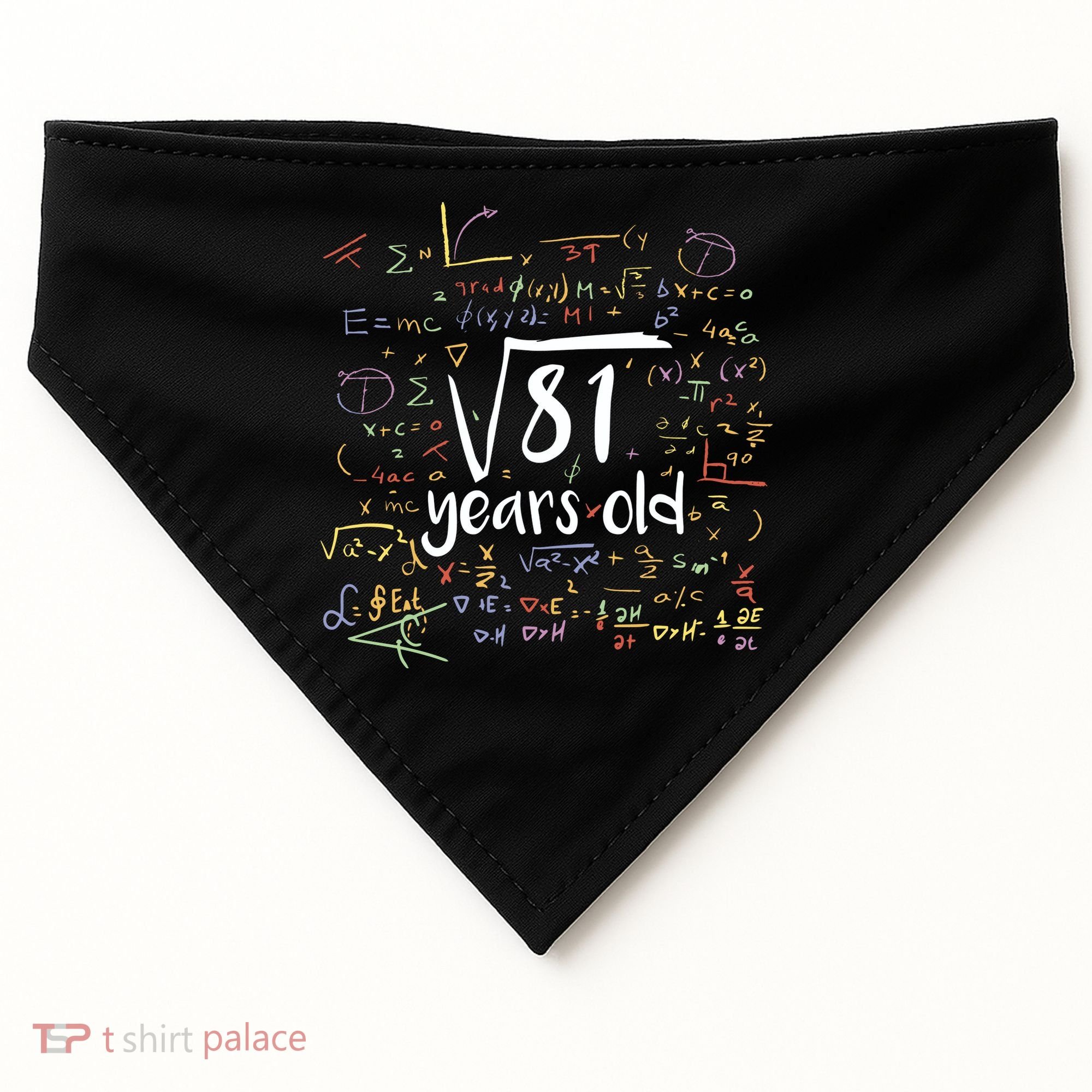 Funny 9 Year Old Birthday Square Root Of 81 Math USA-Made Doggie Bandana