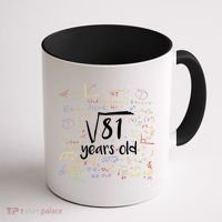 Funny 9 Year Old Birthday Square Root Of 81 Math Coffee Mug thumb 1
