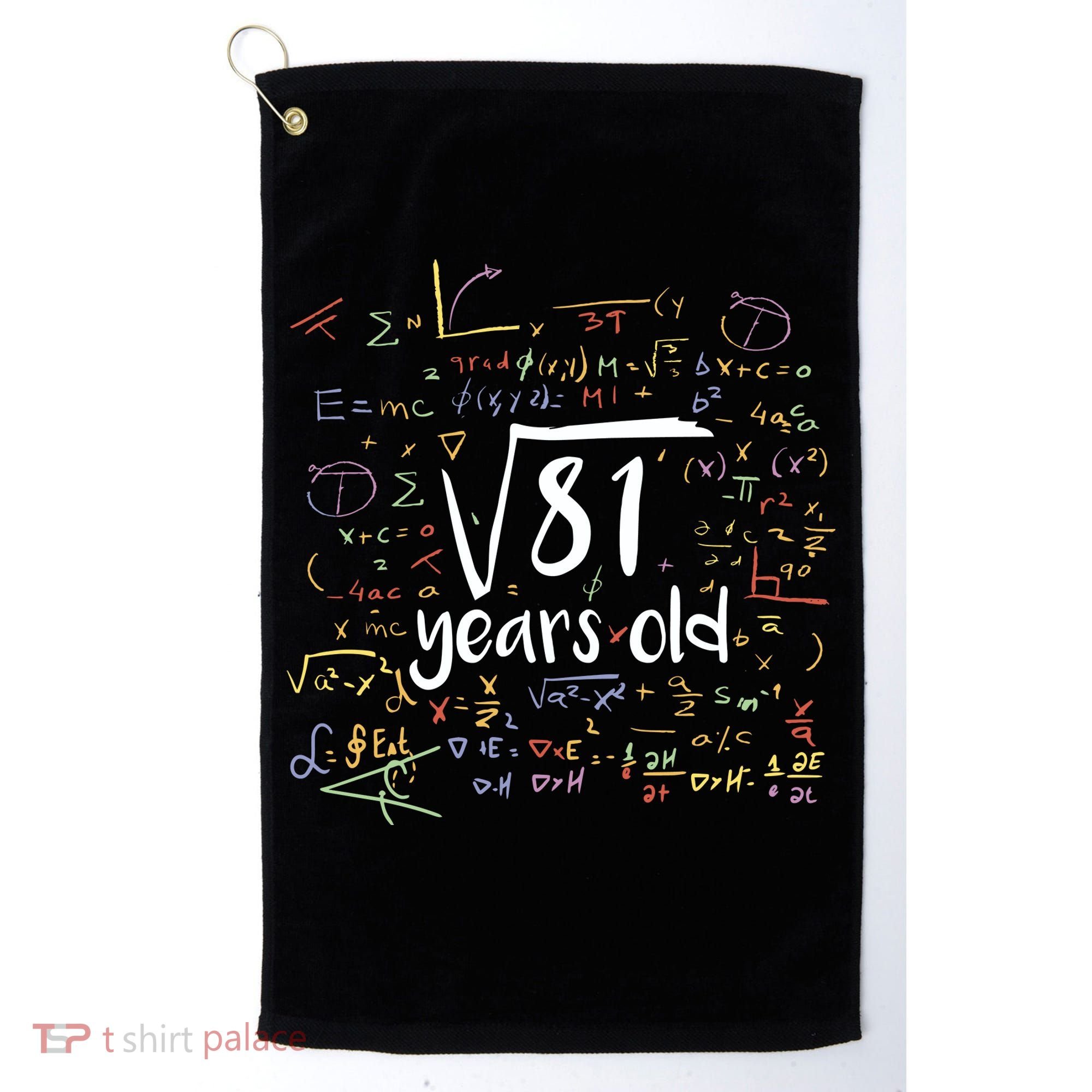 Funny 9 Year Old Birthday Square Root Of 81 Math Golf Towel
