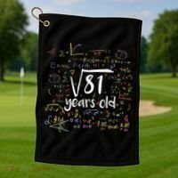 Funny 9 Year Old Birthday Square Root Of 81 Math Golf Towel thumb 1