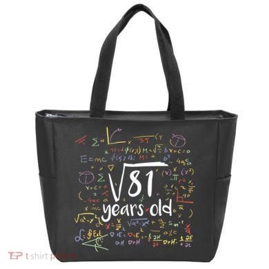 Funny 9 Year Old Birthday Square Root Of 81 Math Tote Bag