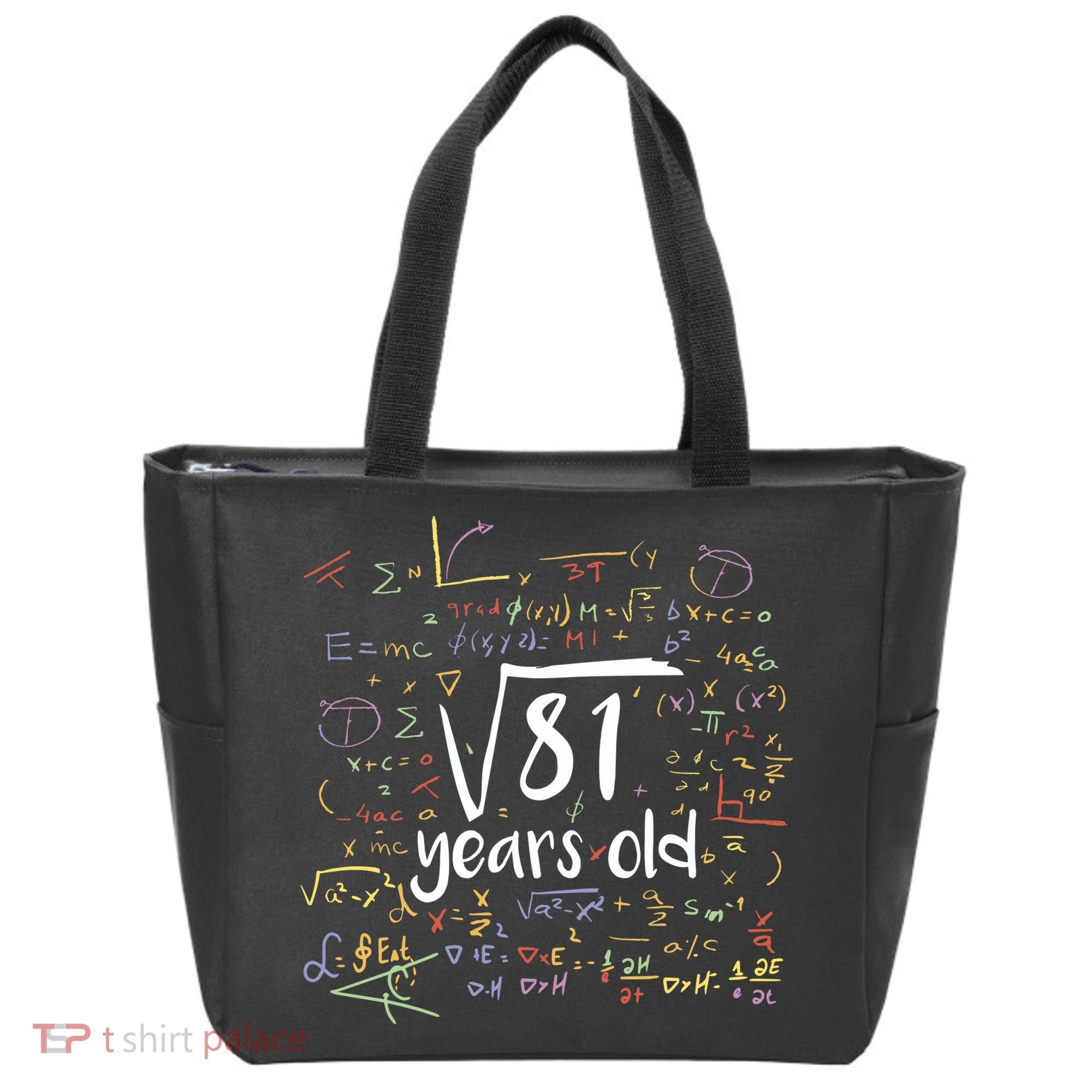 Funny 9 Year Old Birthday Square Root Of 81 Math Tote Bag