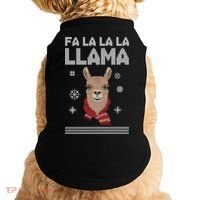 Fa La La La Llama Ugly Christmas Sweater Doggie Tank thumb 0