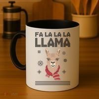 Fa La La La Llama Ugly Christmas Sweater Coffee Mug thumb 4