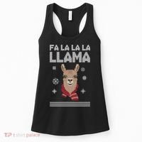 Fa La La La Llama Ugly Christmas Sweater Women's Tank Top thumb 0