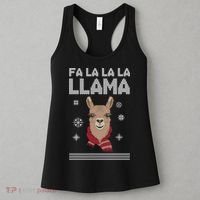 Fa La La La Llama Ugly Christmas Sweater Women's Tank Top thumb 3