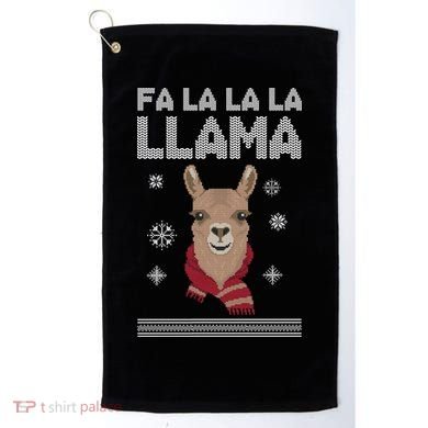 Fa La La La Llama Ugly Christmas Sweater Golf Towel