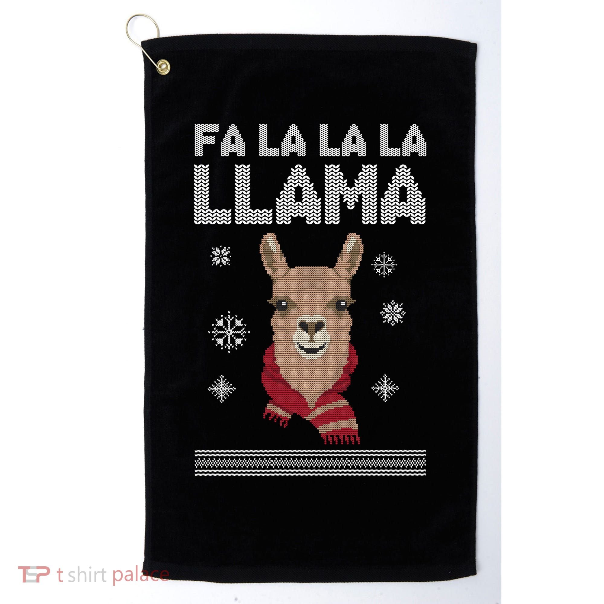 Fa La La La Llama Ugly Christmas Sweater Golf Towel