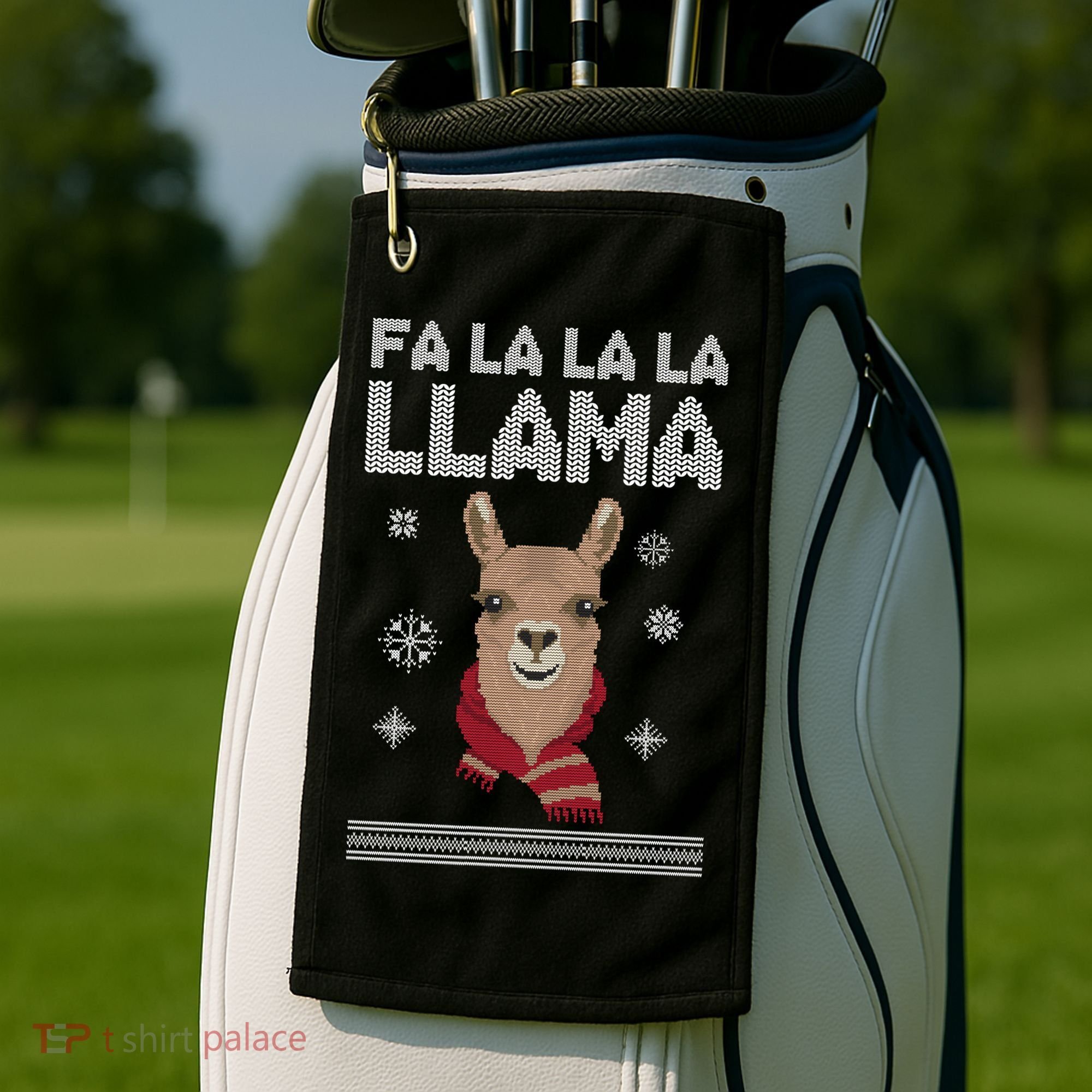 Fa La La La Llama Ugly Christmas Sweater Golf Towel