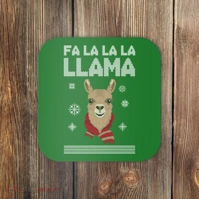 Fa La La La Llama Ugly Christmas Sweater Coaster
