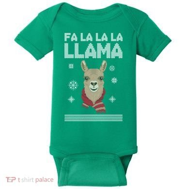 Fa La La La Llama Ugly Christmas Sweater Baby Bodysuit