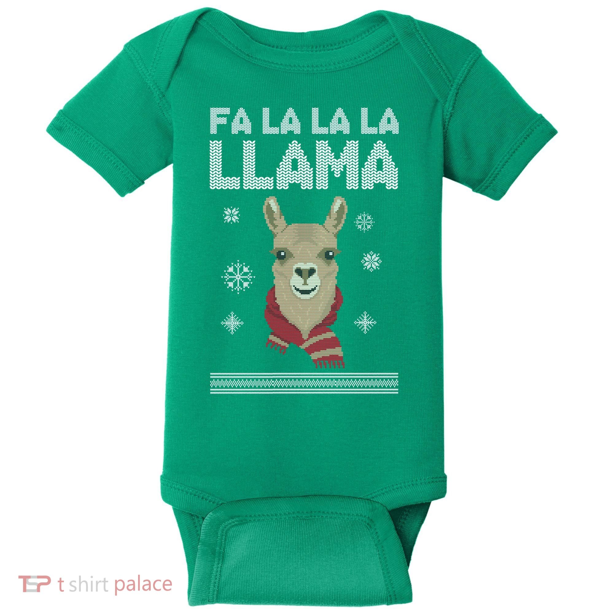 Fa La La La Llama Ugly Christmas Sweater Baby Bodysuit