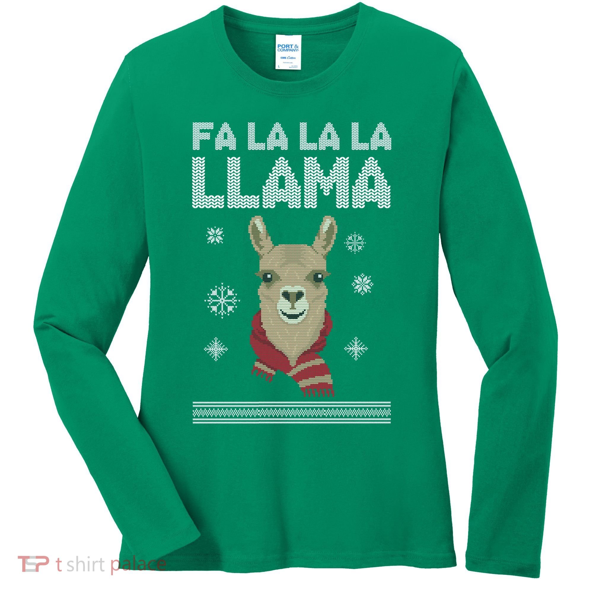 Fa La La La Llama Ugly Christmas Sweater Women's Long Sleeve Shirt
