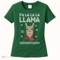 Fa La La La Llama Ugly Christmas Sweater Women's T-Shirt thumb 0