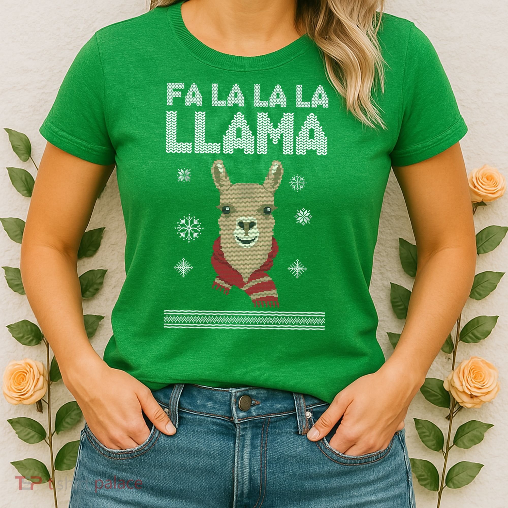 Fa La La La Llama Ugly Christmas Sweater Women's T-Shirt