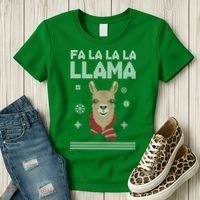Fa La La La Llama Ugly Christmas Sweater Women's T-Shirt thumb 3