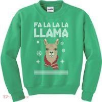Fa La La La Llama Ugly Christmas Sweater Kids Sweatshirt thumb 0