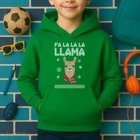 Fa La La La Llama Ugly Christmas Sweater Kids Hoodie thumb 2