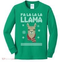 Fa La La La Llama Ugly Christmas Sweater Kids Long Sleeve Shirt thumb 0