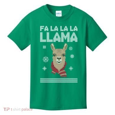 Fa La La La Llama Ugly Christmas Sweater Kids T-Shirt