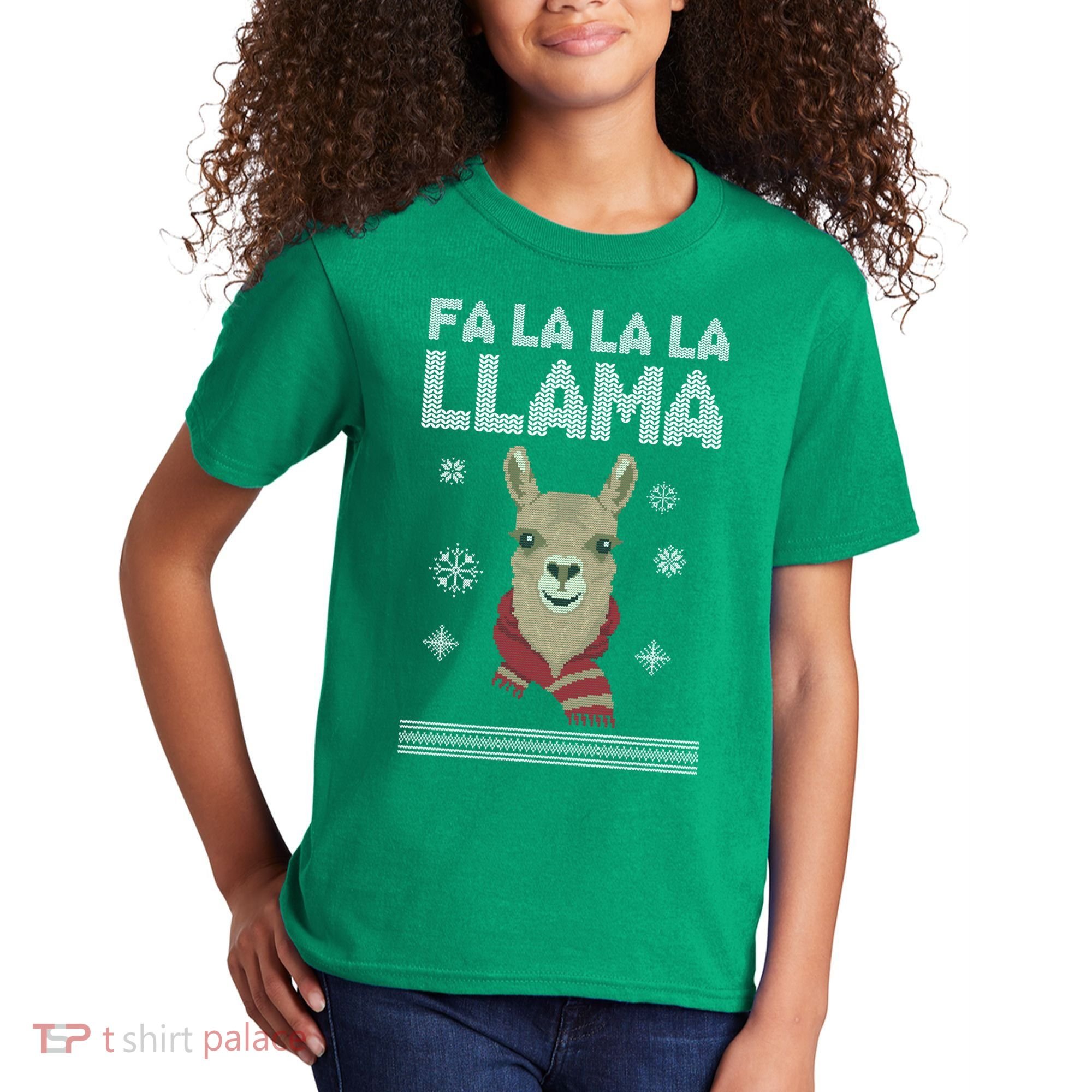 Fa La La La Llama Ugly Christmas Sweater Kids T-Shirt