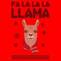 Fa La La La Llama Ugly Christmas Sweater Santa Hat thumb 1