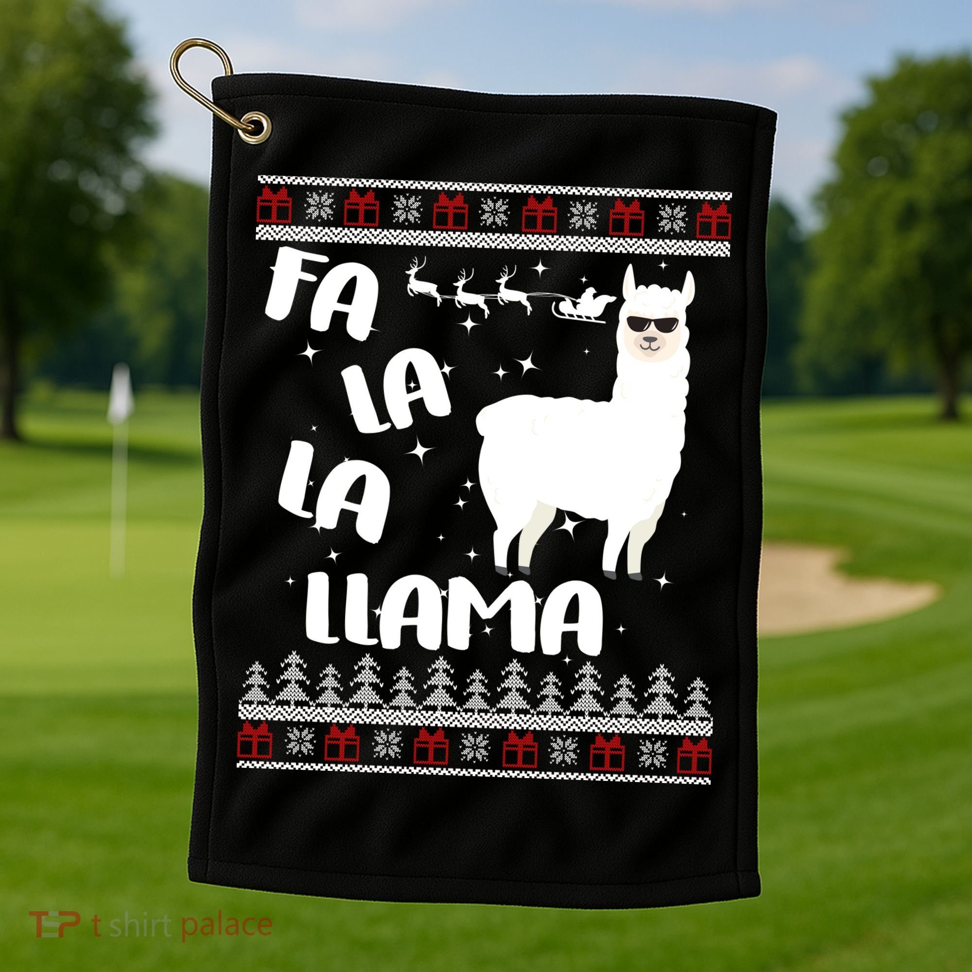 Fa La La Llama Ugly Christmas Golf Towel