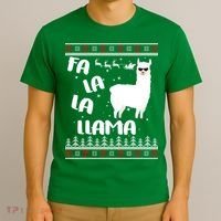 Fa La La Llama Ugly Christmas T-Shirt thumb 3