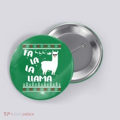 Fa La La Llama Ugly Christmas Button