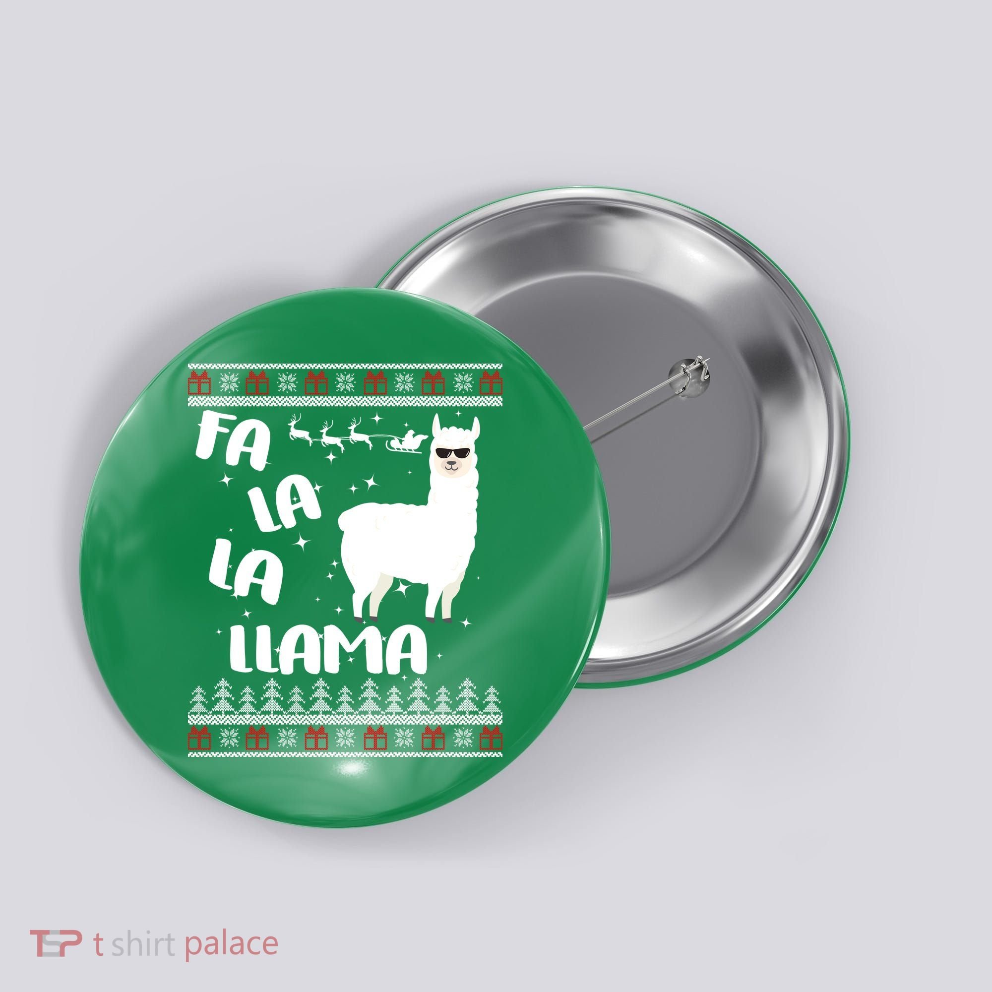 Fa La La Llama Ugly Christmas Button