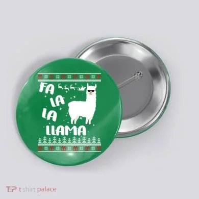 Fa La La Llama Ugly Christmas Button