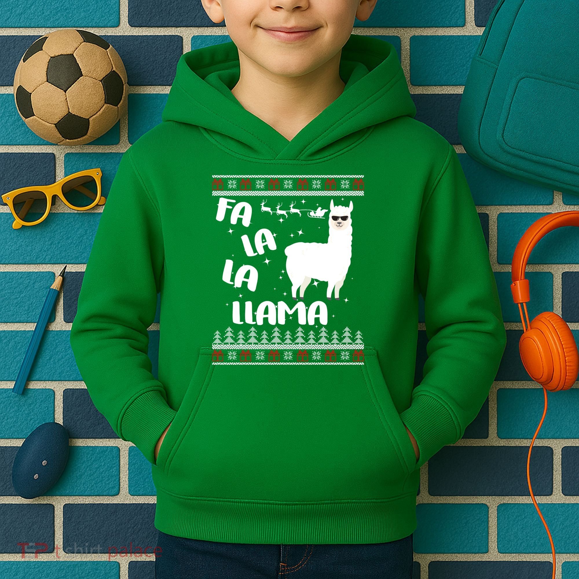 Fa La La Llama Ugly Christmas Kids Hoodie