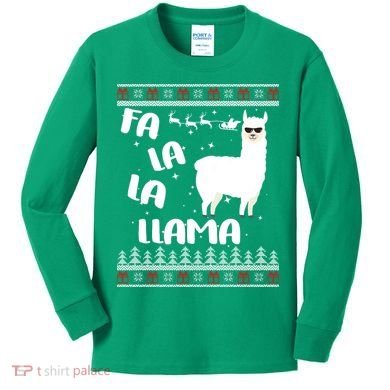 Fa La La Llama Ugly Christmas Kids Long Sleeve Shirt