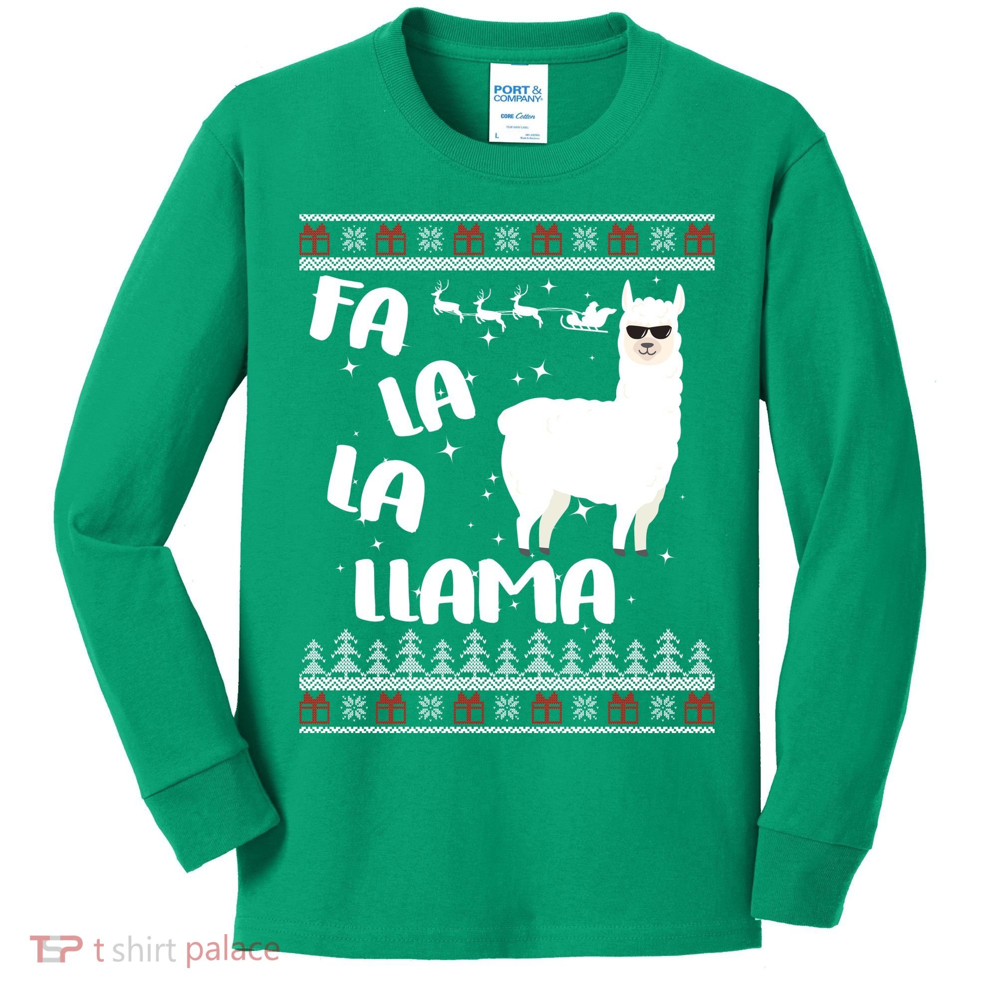 Fa La La Llama Ugly Christmas Kids Long Sleeve Shirt