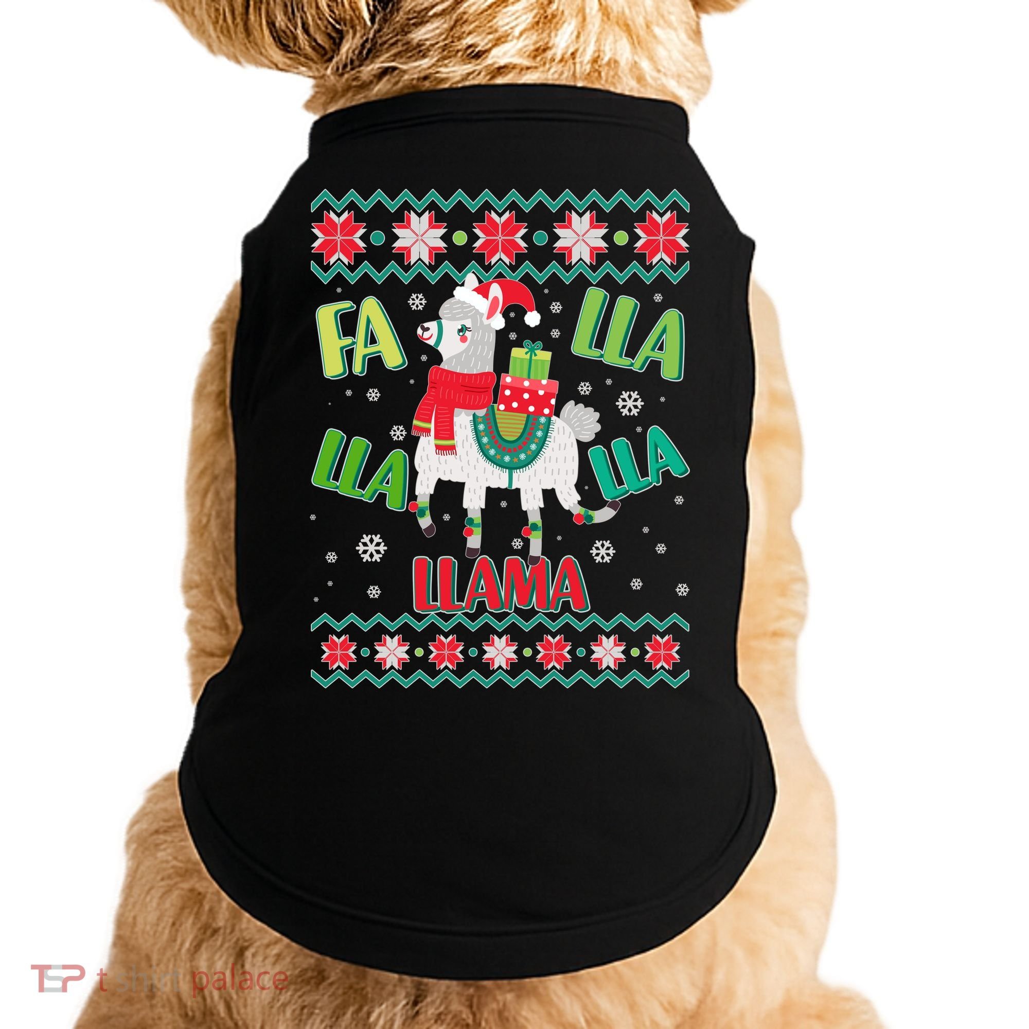 Fa Lla Lla Lla Llama Ugly Christmas Sweater Doggie Tank